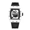 Venta Caliente Richard Forma de Barril Esqueleto Fondo Transparente Versátil Estilo Japonés Coreano Reloj de Pulsera para Hombre Reloj de Cuarzo Al Por Mayor