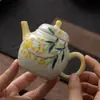 Bule de Chá Cerâmico Chinês Pintado à Mão com Osmanthus Cor Sob Esmalte Pote Único Conjunto de Chá Gongfu Doméstico Ferramenta para Preparo de Chá Feminina Bule Pequeno