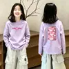 Camiseta Fofa de Manga Longa para Meninas Infantis 2026 Novo Estilo Roupas de Outono para Crianças Top 100% Algodão Respirável Camada Base Crianças Médias e Grandes