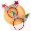 Diadema Decorativa Navideña para Niños, Ambiente de Fiesta Navideña, Accesorios para Fotos, Estrella con Borde Dorado, Diadema de Tira de Color de Árbol de Navidad