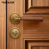 Cerradura de puerta de madera de nogal de lujo ligero estilo francés para uso en interiores en dormitorios, cocinas y baños, manija de puerta dividida universal para el hogar