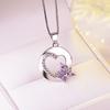 Zhenrong Joom Amazon Wish New Bow Heart Colgante Collar de amatista con incrustaciones de moda europea y americana
