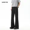 Pantalones casuales de otoño de color liso con un estilo cool retro americano de alta costura, versátiles, adelgazantes, que alargan las piernas, ligeramente acampanados para hombre
