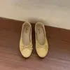 Zapatos de Ballet con Lazo para Mujer 2026 Primavera Otoño Retro Suela Suave Zapatos Franceses Simples Punta Redonda Fondo Plano Zapatos de Abuela Mocasines