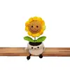 Plantas en maceta florales tejidas a mano, flores artificiales de lana terminadas, girasoles tejidos a mano, ramos tejidos, tridimensionales y permanentes