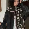 Bufanda de mezcla de lana con copo de nieve para mujer, nuevo chal otoño/invierno 2026, estilo coreano de alta gama, versátil y engrosada para abrigar