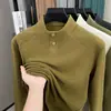 Direto do fabricante: Camiseta masculina de manga longa Outono/Inverno, gola alta, base forrada de fleece, novo estilo versátil para homens jovens e de meia-idade