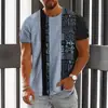 Camiseta de Manga Corta con Estampado 3D Estilo Étnico Retro Europeo y Americano 2025 Nueva Primavera y Verano para Hombre Cuello Redondo Ojo de Horus
