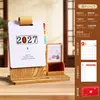 Calendario portaplumas de madera 2027 Año de la Oveja adorno de escritorio, personalizable para publicidad corporativa, se puede imprimir con logo, calendario multifuncional