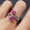 Anel de Safira Rosa Natural Transfronteiriço Acessórios Femininos Nicho Alto Padrão Joias de Prata 925 6*6 Venda Direta da Fábrica de Joias
