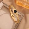 Pulsera de anillo acrílico digital Roman LIVE ins europeo y americano para mujer, pulsera de joyería de moda de acero de titanio chapado en oro de 18 quilates