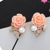 Pendientes de florcitas frescas de nuevo temperamento para chica, pendientes de personalidad con perla y circón, pendientes literarios vintage