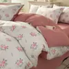Conjunto Minimalista de Quatro Peças Classe A Estilo Ins Roupa de Cama Doméstica Lençol Capa de Edredom Algodão Lavado Gaze de Camada Dupla Capa de Colcha Roupa de Cama Jdzt