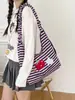 Bolsa de Tela Bordada con Dibujos Animados y Rayas de Moda para Niña 2026 Nueva Linda Casual Versátil Bolso Cruzado para Mujer