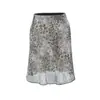 Saia Elegante de Chiffon de Seda Dourada com Estampa de Leopardo, Afinando, Cintura Alta, Versátil para o Verão, Saia Bodycon de Estampa de Leopardo de Nicho de Luxo