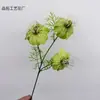 3 garfos 3 cabeças simulação Nigella Damascena Crisântemo Persa Flor de Seda Cerimônia de Casamento Salão de Casamento Caminho Arranjo de Flores Decoração Flor Falsa Material de Flor Artificial