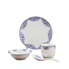 Set de Vajilla de Lujo para Hotel y Club con Borde Dorado, Nuevo Set Comercial de Cuatro Piezas Estilo Chino de Restaurante con Tazones, Platos, Cucharas y Tazas
