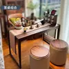 Mesa de Chá para Varanda em Madeira Ébano com Estilo Tradicional, Adequada para Uso Doméstico na Sala de Estar ou Varanda, Mesa de Chá Integrada para Apartamentos Pequenos