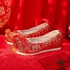 [Xi Yue] Vestido Xiuhe Original Estilo Chino Zapatos de Boda Rojo Antiguo Hanfu Novia Zapatos de Boda para Mujer Zapatos Elevados Bordados