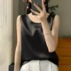 Al por mayor Satén 2026 Primavera/Verano Nuevo Top Corto de Manga Corta tipo Pullover Camiseta sin Mangas Cuello Redondo Camisola Color Sólido en Stock