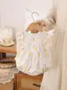 Macacão de Renda com Laço Aurora de Verão Roupas de Bebê Macacão para Recém-Nascido Macacão de Engatinhar Completo de Verão para Criança Pequena