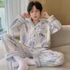 Pijama para niños, ropa de estar cálida de forro polar coral para otoño e invierno, conjunto de franela de corte holgado para niños y niños mayores