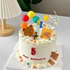 Tarjeta de oso rojo de internet retro coreana, decoración para tartas, pancarta de feliz cumpleaños, tarjeta sencilla para mesa de postres