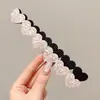Faixa de cabelo de tricô floral com velcro para mulheres, presilha de franja floral doce, faixa de cabelo para arrumar o cabelo, acessório de cabelo estilo pastoral francês