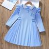 Vestido Académico de Primavera y Otoño para Niñas, Vestido de Princesa de Manga Larga para Niños, Nuevo y Elegante Vestido Polo Elsa 2026 para Bebés