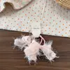 2025 Nuevo Estilo Popular de Internet Pinza de Burbuja Nube de Doble Cara con Pluma Tamaño Grande Dulce Pinza para el Cabello con Lazo Accesorios para el Cabello de Perla