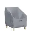 Funda para silla de patio de jardín exterior, gris, hecha de tela Oxford 210D, impermeable, a prueba de polvo y a prueba de viento