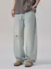 Ropa para Hombre Casa de Arce / Jeans Rasgados Estilo Retro Americano para Hombre, Primavera y Otoño, Corte Limpio, Pantalones Curvos Holgados de Pierna Ancha, Modernos