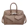 Bolsa de Platina Texturizada de Alta Qualidade para Mulheres, Novo Estilo Transfronteiriço, Bolsa de Mão de Grande Capacidade, Bolsa Kelly Retro Fashion para Ombro e Transversal