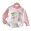 Camiseta Color Block Estampada Estilo Coreano Fashionável de Manga Longa para Meninas Jovens - Coleção Primavera/Outono 2026