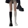 Meias Brancas de Cano Longo Femininas Meias Empilhadas Outono e Inverno com Botas Longas Conjunto para Pernas Meias Empilhadas para Panturrilha Botas de Cavaleiro Primavera e Verão