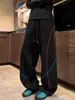 Pantalones Deportivos de Algodón con Bloques de Color Estilo Americano Línea Hasselblad para Hombres y Mujeres, Otoño Marca Trendy High Street Pantalones Largos de Pierna Ancha, Pantalones Casuales Retro con Caída