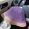 Sombrero de Paja Japonés Gypsophila para Mujer, Sombrero de Pescador Transpirable para Viajes de Verano, Protección Solar para la Playa, Sombrero de Paja con Combinación de Colores