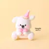 Día de San Valentín Chino Plástico Blando Postura Sentada Oso Azul y Rosa Decoración de Pastel Tarjeta de Corazón de Amor Decoración de Postre para Pareja