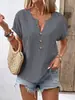 Camisetas de manga corta con botones y cuello en V, estilo nuevo de verano 2026, transfronterizas europeas y americanas, para AliExpress, sitios independientes y Amazon