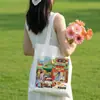 Bolsa de Lona com Ilustração de Cidade, Bolsa Tote de Lona Chinesa Excepcional, Bolsa de Compras Ecológica Personalizada de Grande Capacidade, Bolsa de Pano para Check-In de Atrações Turísticas