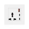 Enchufe Multifuncional Tipo 86 Transfronterizo de Tres Orificios con USB de Carga Rápida Oculto Estándar Británico Doble Tipo-C Panel de Vidrio Interfaz Android