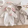Enterizo Suave Lindo de Conejo para Bebé Infantil Ropa para Bebés Niños Otoño Invierno Caliente de Manga Larga Body Aterciopelado Espeso con Capucha