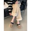 Zapatos Planos de Moda Versátiles de Suela Plana Línea Única para Otoño e Invierno 2025-Forrados de Felpa Cálidos Zapatos Peludos Zapatos de Mujer