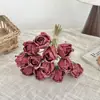 Ramo Retro de Rosas Estilo Americano, Flores Artificiales con Bordes Quemados, Flores Falsas para Decoración de Sala de Estar y Mesa de Comedor, Accesorios para Fotografía