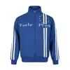 Chamarra TaelePlus estilo retro americano de doble raya bordada, corte holgado, cuello alto, ropa exterior deportiva unisex, TP570