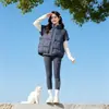 Nuevo Chaleco de Punto Patchwork de Algodón para Mujer 2026 Otoño/Invierno Corto Holgado Diseño de Cuello Alto Sentido del Diseño Chaleco Capa Ropa de Abrigo