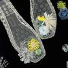 Novos Sapatos Coreanos Flor de Sapato de Geléia Acessórios Tamancos Sapatos de Cristal Decorados com Flor de Pérola Vermelha Sandálias de Bico Quadrado Fivela
