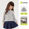 Camiseta Outono Dudu's Girls Roupas Infantis Estilosas Roupa de Outono Roupa Base Tendência para Bebês Camiseta de Manga Longa Infantil Roupas Infantis Camiseta