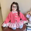 Traje de Primavera para Niñas Primavera y Otoño 2025 Nuevo Estilo Sudadera Deportiva Ropa para Niños Falso Dos Piezas Niña Bebé Lazo