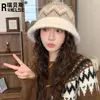 Sombrero de Pescador para Mujer, Gorro de Punto para Otoño e Invierno, Gorro de Invierno Coreano para Mujer, Circunferencia de Cabeza Grande, Versátil, Cálido Sombrero de Cubo, Gorro de Lana